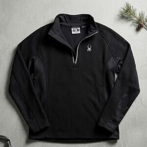 Spyder Core Sweater Men's Large Black 1/4 Zip Pullover Fleece Ski Snowboard